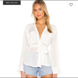 Free People Safari Sheer Wrap Blouse (S)